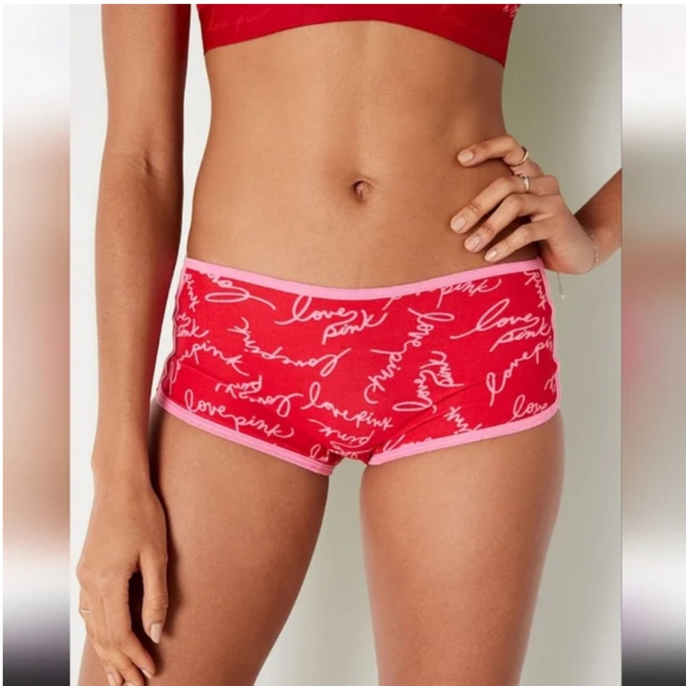 2 new PINK Victoria’s Secret boyshort panties bundle pink Panties red shortie